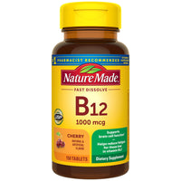 Thumbnail for Nature Made Vitamin B12 1000 mcg, Easy to Take Vitamin B12 Sublingual Tablets for Energy Metabolism Support, 150 Sugar Free Fast Dissolve Tablets, 150 Day Supply