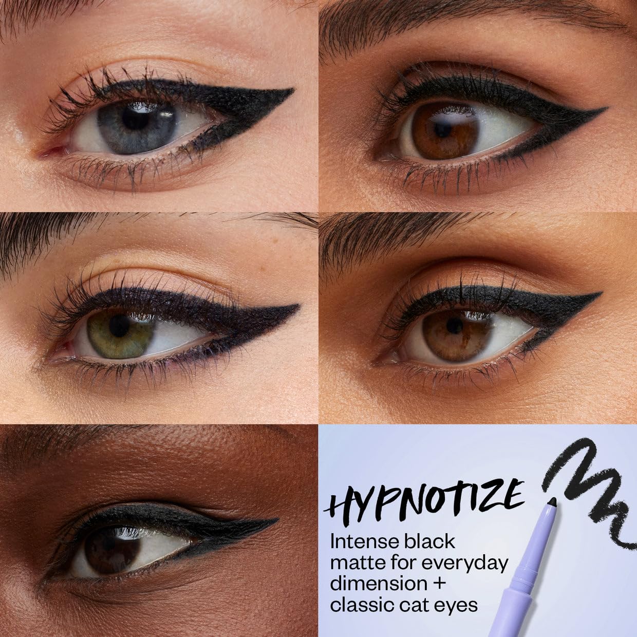Kosas Soulgazer Gel Eyeliner (Hypnotize) - Waterproof, Smudge-Proof Pen with Hyaluronic Acid - Retractable Eyeliner Pencil with Sharpener & Smudger, Long-Lasting - Intense Black Matte