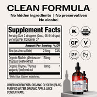 Thumbnail for Vimergy USDA Organic Total Immune Blend* Liquid Supplement, 57 Servings Fast-Absorbing Immune Support – All-Season, Zinc, Thyme and Mullein Drops Non-GMO, Vegan, Immunity Support for Adults (115 mL)