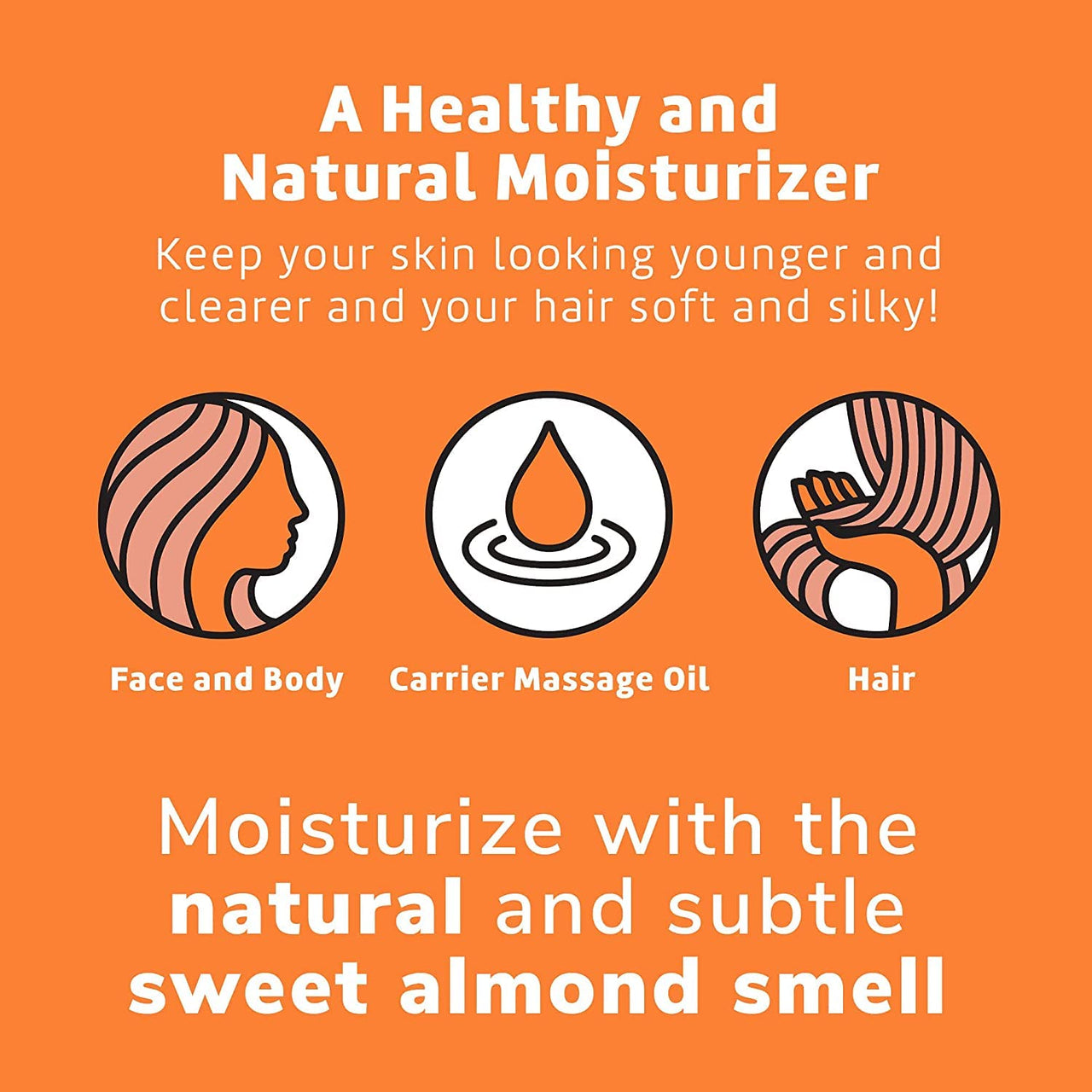 De La Cruz Sweet Almond Oil - Expeller Pressed Almond Oil for Skin and Hair 8 FL. OZ. (236 mL)