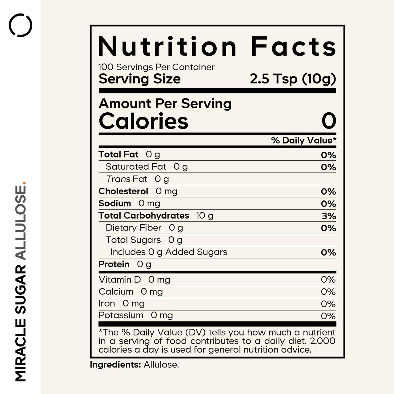 Codeage Miracle Sugar Allulose Powder - All-purpose Zero Calorie Allulose Sweetener, +3 Month Supply - 0 Net-Carbs - Rare Sugar Alternative to Stevia, Aspartame & Liquid - Non-GMO - 35.27 Oz