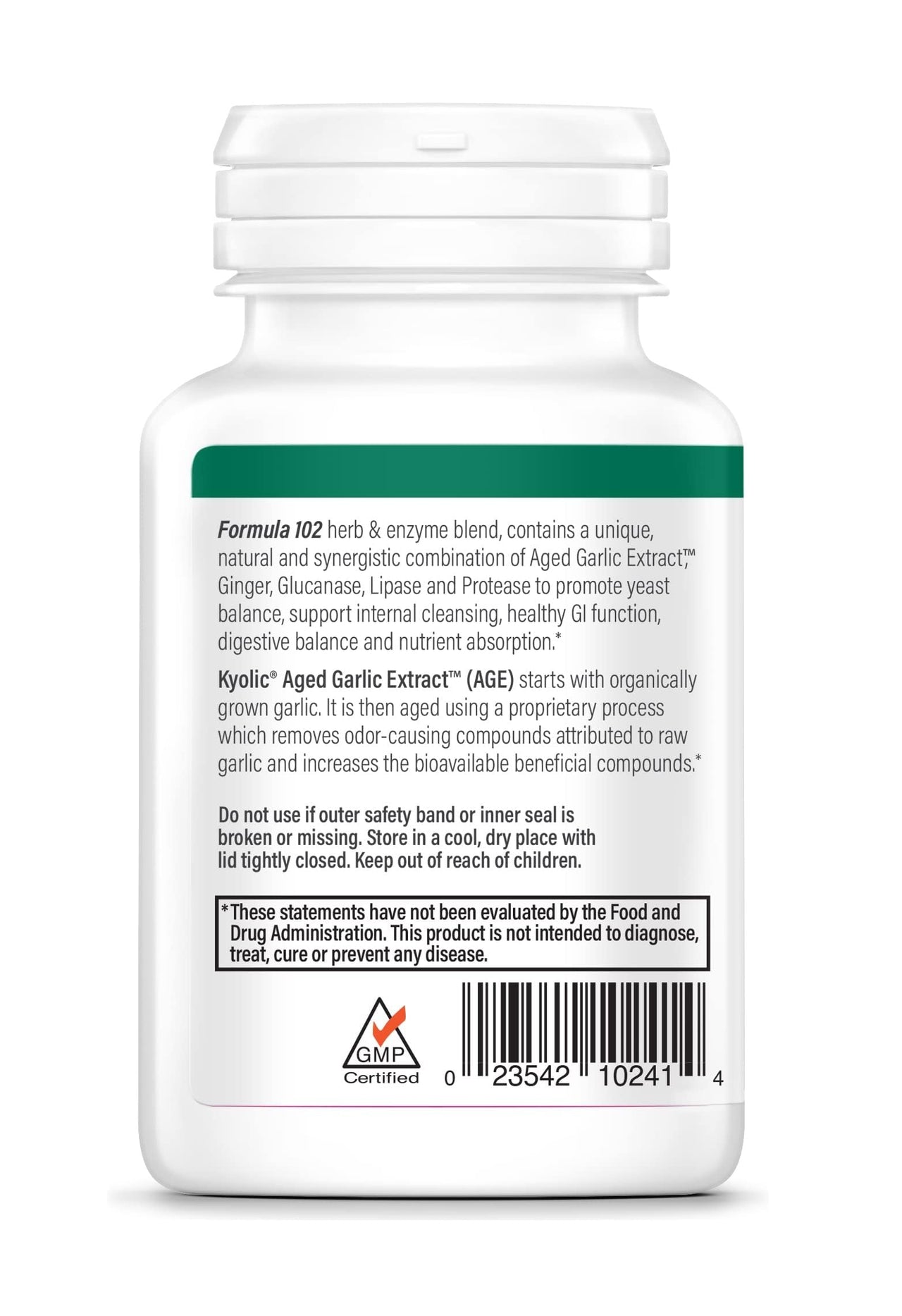 Kyolic Aged Garlic Extract Formula 102, Cleanse & Digestion*, Ginger and Enzyme Complex, 100 Capsules
