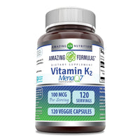 Thumbnail for Amazing Formulas Vitamin K2 Menaq7 MK7 Supplement | 100 Mcg | Veggie Capsules | Non-GMO | Gluten Free | Made in USA (1 Pack, 120 Count)