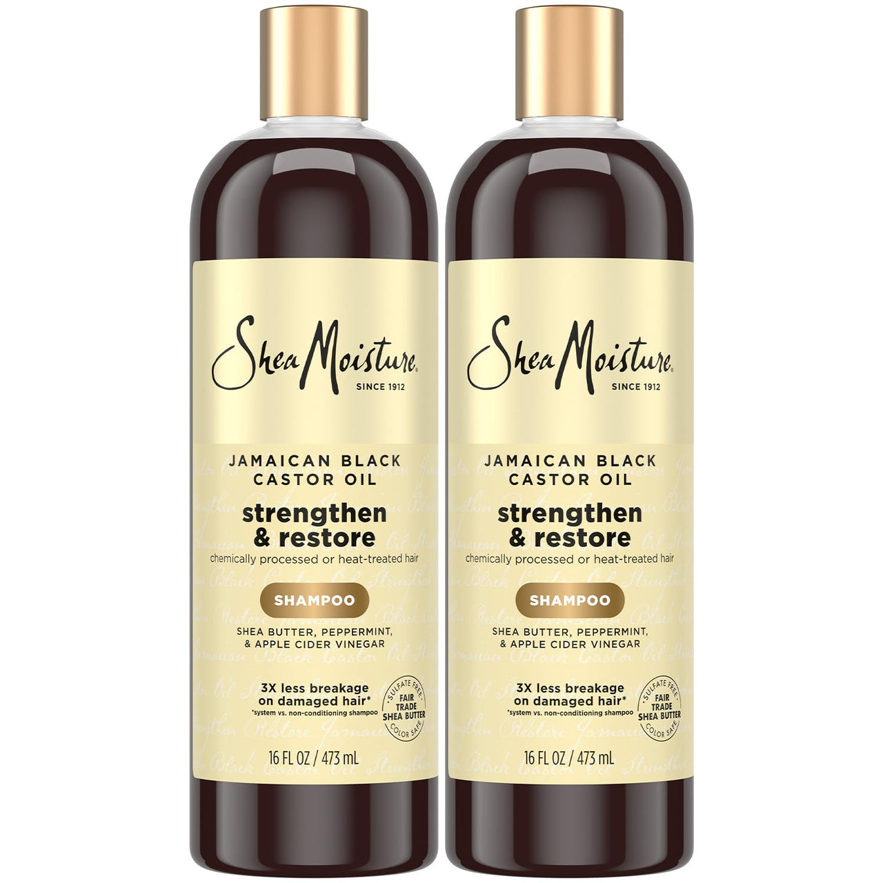 Shea Moisture Jamaican Black Castor Oil Strengthen & Restore Shampoo 2-Pack, 16 Oz Ea