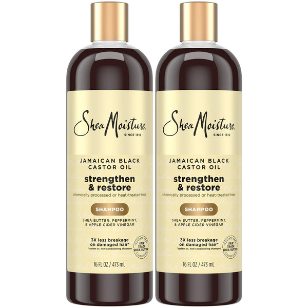 Shea Moisture Jamaican Black Castor Oil Strengthen & Restore Shampoo 2-Pack, 16 Oz Ea