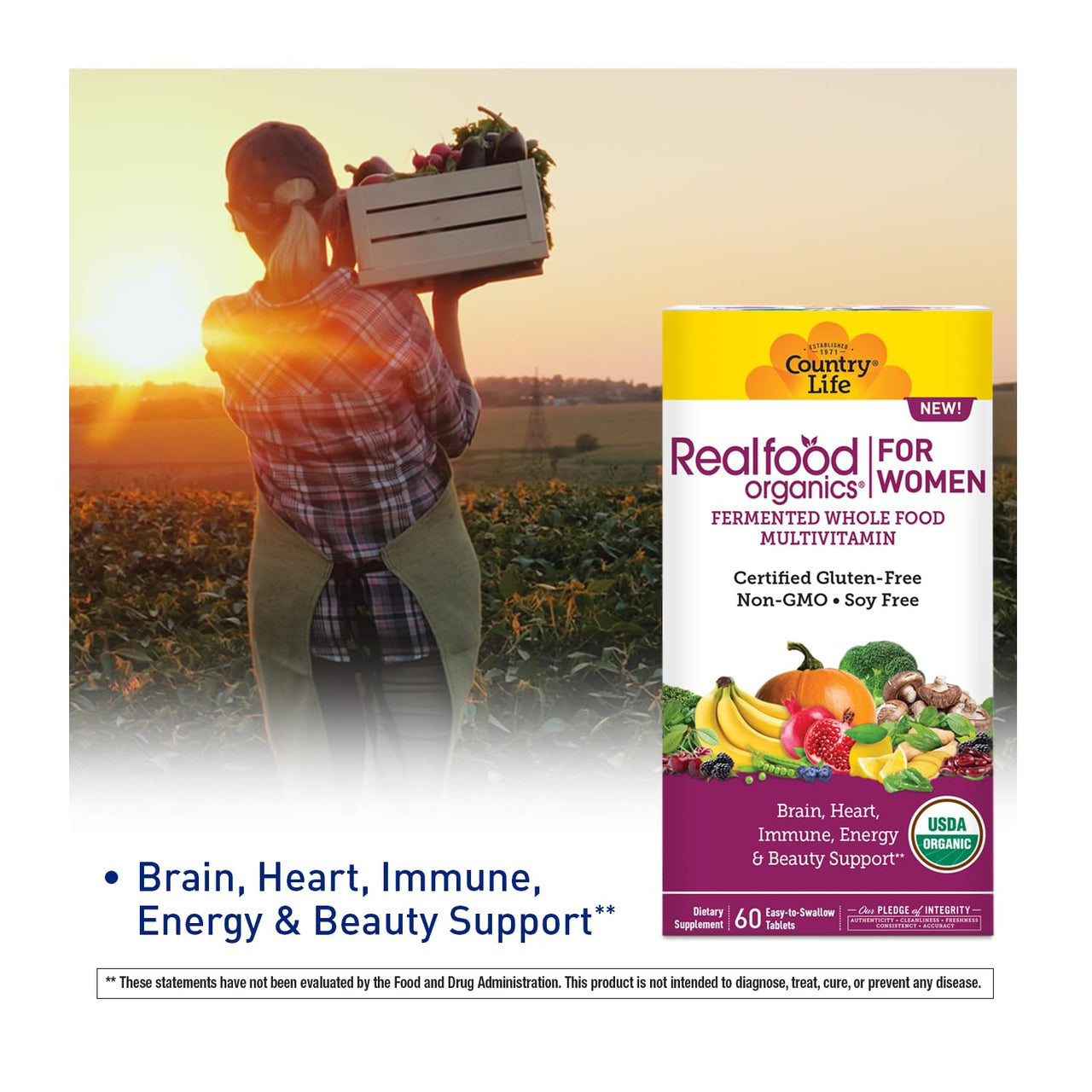 Country Life Realfood Organics for Women and Men Bundle - Certified Gluten Free, Certified Vegan, Certified USDA Organic - 60 Tablets