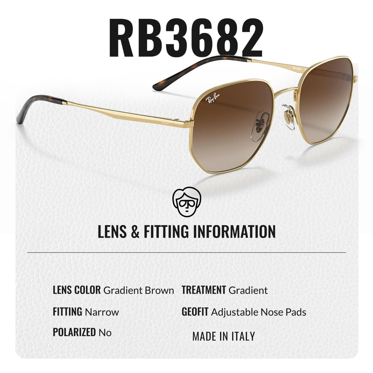 Ray-Ban RB3682 Square-Round Shaped Non-Polarized Sunglasses for Men & Women – Includes Official RAYBAN Eyewear Kit – Ideal Formal & Casual Wear Sunglasses – Gradient Brown Lens