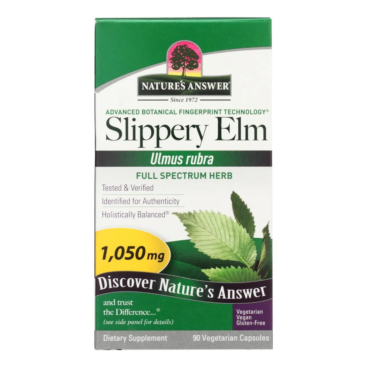 Nature's Answer Slipper Elm | Super Concentrated Herbal Supplement | Promotes Healthy Hair & Skin | Aids in Digestion | Gluten-Free, Kosher Certified & Vegan/Vegetarian | 90ct Capsules