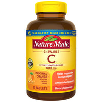 Thumbnail for Nature Made Extra Strength Dosage Chewable Vitamin C 1000 mg per serving, Vitamin C Chewable Dietary Supplement for Immune Support, 90 Tablets, 45 Day Supply