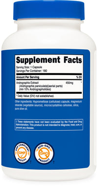 Thumbnail for Nutricost Andrographis Extract 450mg, 180 Vegetarian Capsules - Non-GMO & Gluten Free