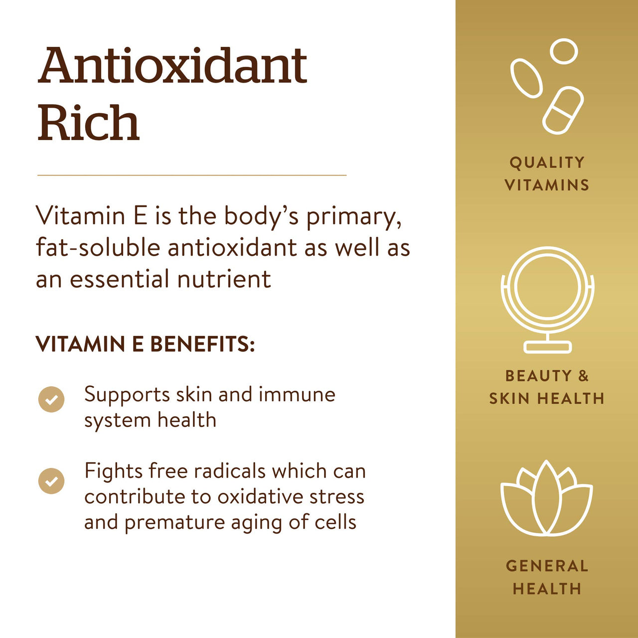 Solgar Vitamin E 670 mg (1000 IU), 100 Mixed Softgels - Natural Antioxidant, Skin & Immune System Support - Naturally-Sourced Vitamin E - Gluten Free, Dairy Free - 100 Servings