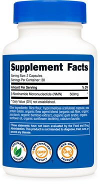 Thumbnail for Nutricost NMN (Nicotinamide Mononucleotide) 500mg, 60 Capsules - Vegetarian Friendly, 30 Servings, Gluten Free, GMO Free