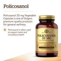 Thumbnail for Solgar Policosanol 20 mg, 100 Vegetable Capsules - Supports Heart Health - General Wellness - Vegan, Gluten Free, Dairy Free, Kosher - 100 Servings