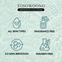 Thumbnail for TOSOWOONG Adenosine Cica Cream, 520,000ppm Centella Asiatica, Redness Reducing for Oily and Dry Skin Moisturizer, Barrier Cream with Niacinamide and Panthenol, Korean Skincare, 100ml, 3.38 fl. oz.