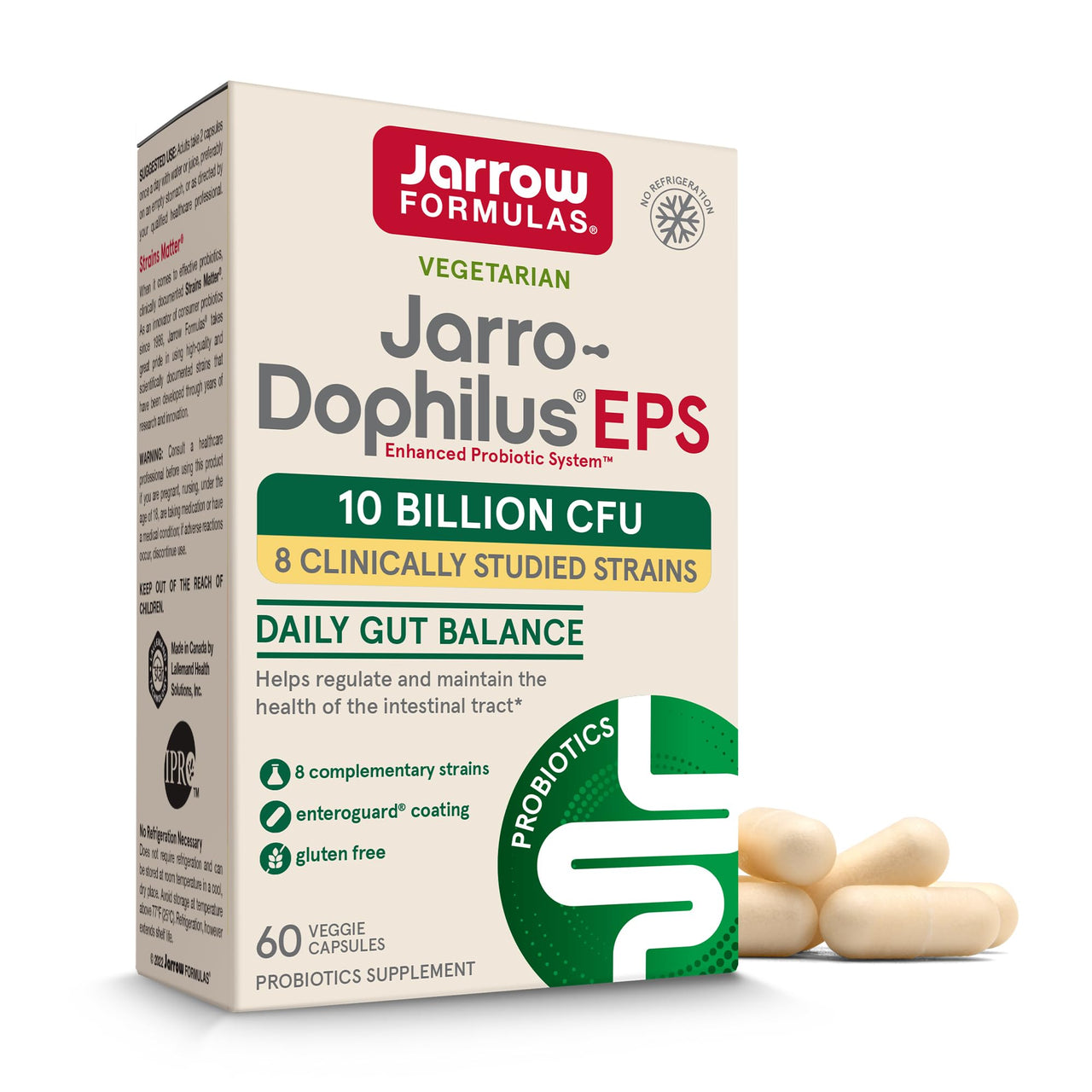 Jarrow Formulas Jarro Dophilus Probiotics 10 Billion CFU - Probiotic Supplement Capsules for Digestive Health & Gut Health for Women and Men, 60 Veggie Capsules, Up to 30 Days, Shelf Stable
