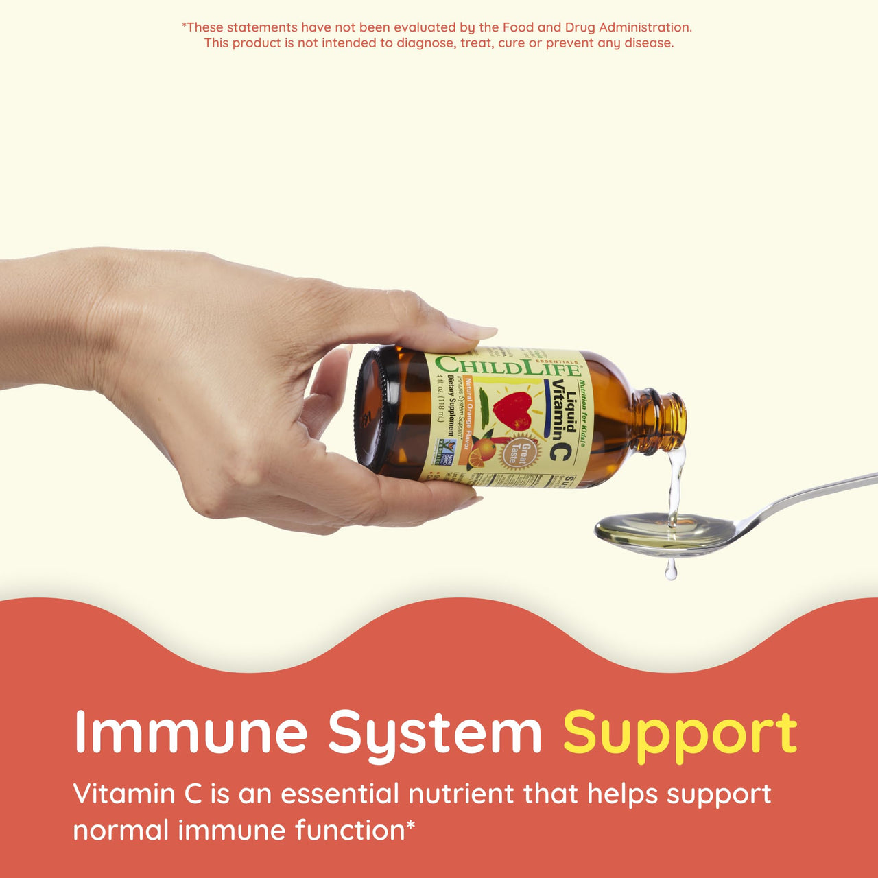 CHILDLIFE ESSENTIALS Liquid Vitamin C - Pure Vitamin C Liquid Supplement for Kids, Toddlers, & Babies, Immune System Support, Natural Orange Flavor, 4 Fl Oz (Pack of 1)