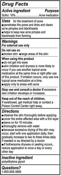 Thumbnail for De La Cruz 10% Sulfur Ointment Cystic Acne Spot Treatment for Face & Body Skin Care Face Mask & Blackhead Remover, Treatment for Hormonal Acne 2.6 oz, 2 Pack