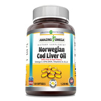 Thumbnail for Amazing Omega Norwegian Cod Liver Oil 1250 Mg Softgels Supplement | Omega-3, EPA, DHA, Vitamin A, Vitamin D & Vitamin E (Lemon | 120 Count)
