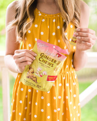 Thumbnail for Prince of Peace Ginger Chews with Lychee, 4 oz. – Candied Ginger – Lychee Flavored Candy – Lychee Ginger Chews