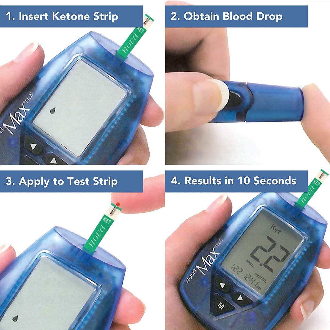 Nova Max Plus Ketone Test Strips - Box of 10