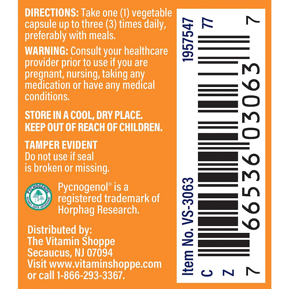 The Vitamin Shoppe Pycnogenol 100mg Antioxidant That Supports Cardiovascular, (30 Capsules)