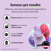 Thumbnail for Lemme Chill Stress Relief Gummies with 300mg KSM-66 Ashwagandha, Lemon Balm, Passionflower & Goji to Support Relaxation, Healthy Cortisol & Sleep - Gluten-Free, Non-GMO, Mixed Berry (60 Count)