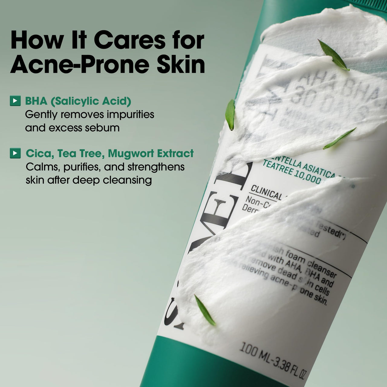 SOME BY MI AHA BHA PHA 30 Days Miracle Acne Clear Foam – 3.38oz, 100ml – Korean Acne Face Wash for Smooth & Clear Skin – Salicylic Acid Cleanser for Exfoliation & Sebum Control – Korean Skin Care