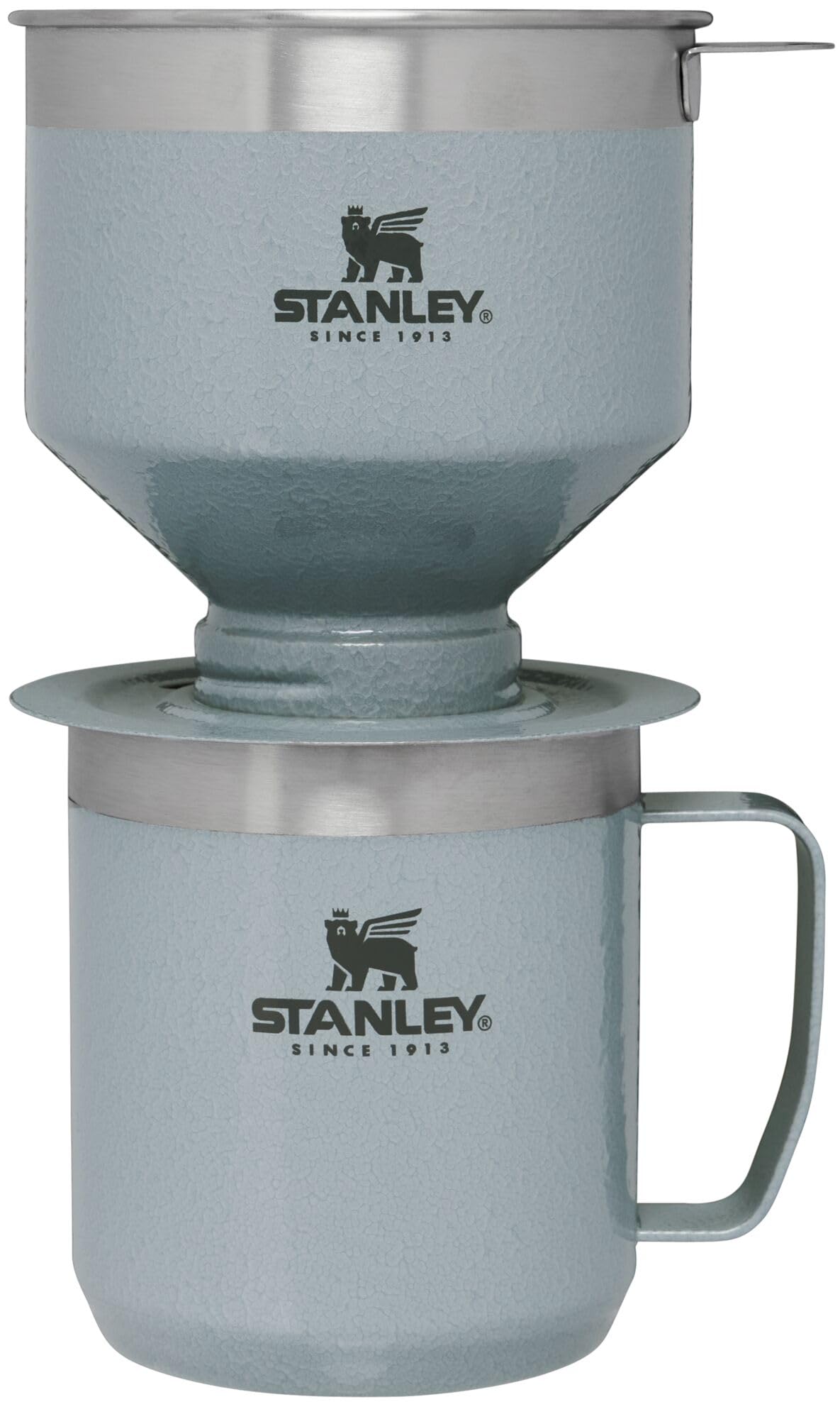 STANLEY Perfect Brew Pour Over Set | 12 oz Camp Mug with Lid Included | Drip Coffee Maker with Reusable Filter | Insulated Stainless Steel | BPA-Free | Hammertone Silver