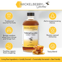 Thumbnail for Mickelberry Gardens Throat & Lung Honey Tonic: Wellness Syrup, Natural Sore Throat Relief, Immune Support & Cough Suppressant for Adults & Kids (4 oz)