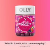 Thumbnail for OLLY Immunity Gummy, Immune Support, Elderberry, Zinc, Vitamin C, Supplement, Berry Flavor, 15 Day Supply - 45 Count
