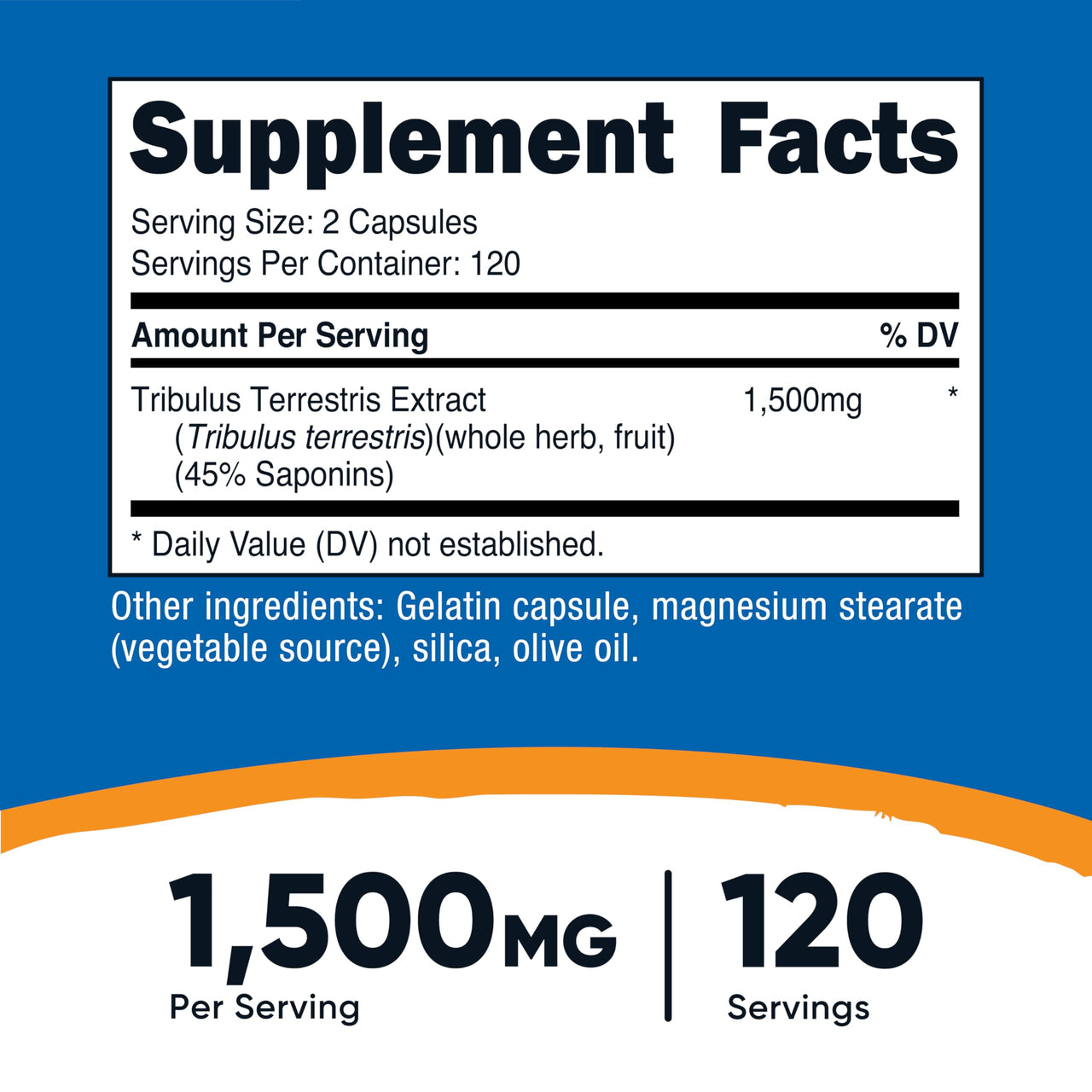 Nutricost Tribulus Terrestris Extract 1500mg, 240 Capsules - 45% Saponins, 120 Servings, Non-GMO, Gluten Free