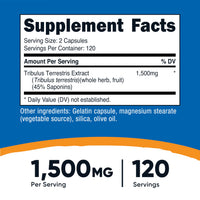 Thumbnail for Nutricost Tribulus Terrestris Extract 1500mg, 240 Capsules - 45% Saponins, 120 Servings, Non-GMO, Gluten Free