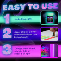 Thumbnail for neon nights 2-IN-1 Glow In The Dark Acrylic Paint Set Glows in the Dark & under UV Blacklight - Set of 8 Self-Luminous Neon Paints for Halloween - German Premium Quality - 8 x 20 ml /
