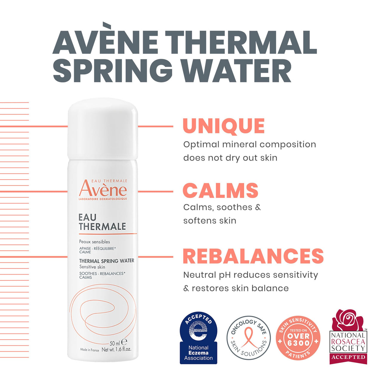 Avène Thermal Spring Water, Soothing Calming Facial Mist Spray for Sensitive Skin, 1.6 Oz