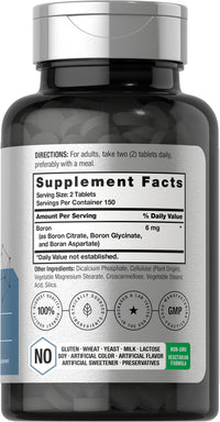 Thumbnail for Horbäach Triple Boron Complex 6 mg Supplement | 300 Tablets | for Men and Women | Vegetarian, Non-GMO & Gluten Free | Triple Action Boron Citrate, Boron Glycinate, Boron Asparate
