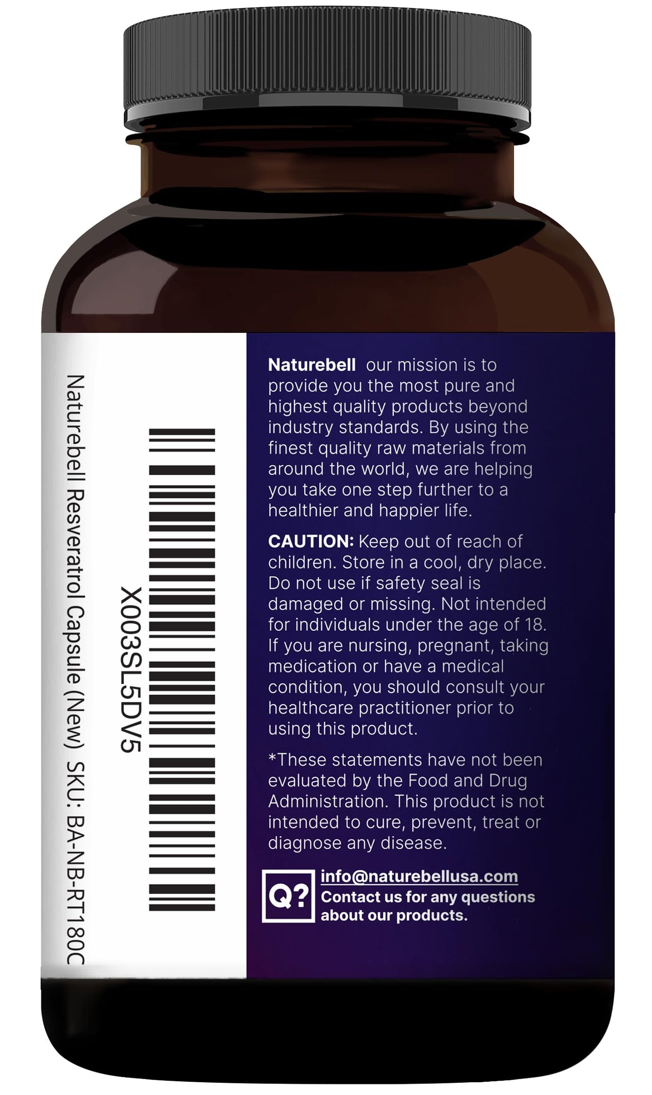 NatureBell Resveratrol - 180 Vegetarian Capsules - 1,000mg Polygonum Cuspidatum Extract - Antioxidant Support - Heart, Brain & Immune Wellness*