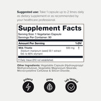 Thumbnail for Milk Thistle - Ultra High Potency 50:1 Extract with 80% Silymarin - Highly Concentrated - Third-Party Lab Tested - 90 Capsules