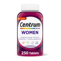 Thumbnail for Centrum Multivitamin for Women, Multivitamin/Multimineral Supplement with Iron, Vitamin D3, B Vitamins and Antioxidant Vitamins C and E, Gluten Free, Non-GMO Ingredients - 250 Count