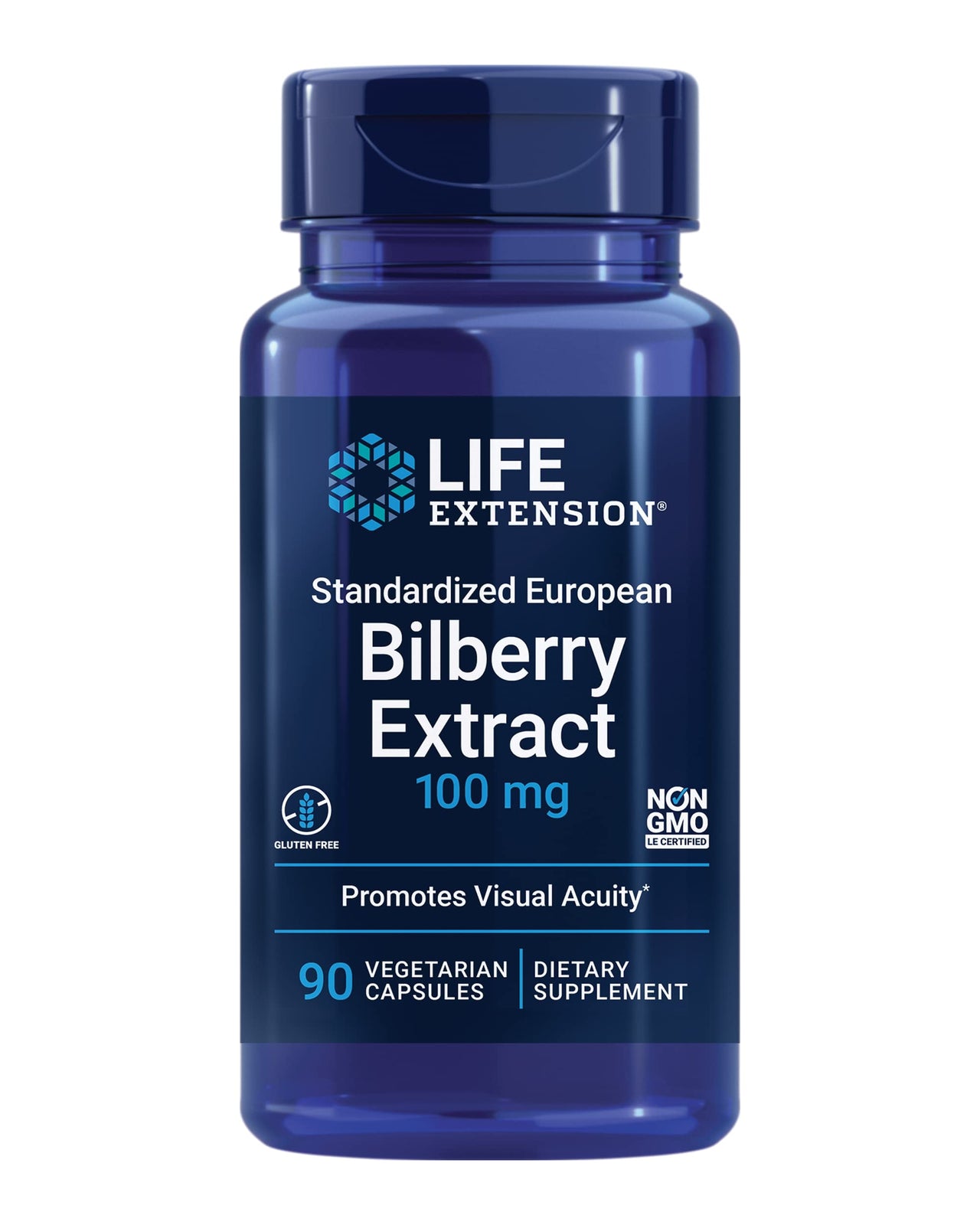 Life Extension Standardized European Bilberry Extract, 100 mg, MirtoSelect® Vaccinium myrtillus, Eye Health, Circulation, Lubrication, Gluten-Free, Non-GMO, Vegetarian, 90 Capsules