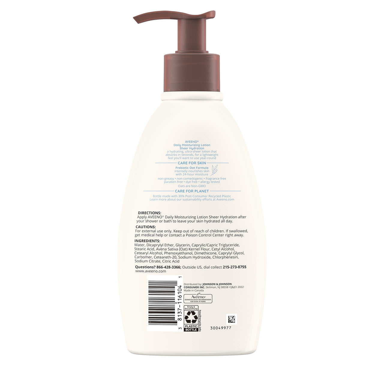 Aveeno Sheer Hydration Daily Moisturizing Fragrance-Free Lotion with Nourishing Prebiotic Oat, Fast-Absorbing Body Moisturizer for Dry Skin with Lightweight, Breathable Feel, 12 fl. oz (Pack of 2)