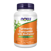 Thumbnail for Now Supplements, Turmeric Curcumin with BioPerine, Immune System Support, Standardized to 95% Curcuminoids, Enhanced Absorption*, 90 Veg Capsules