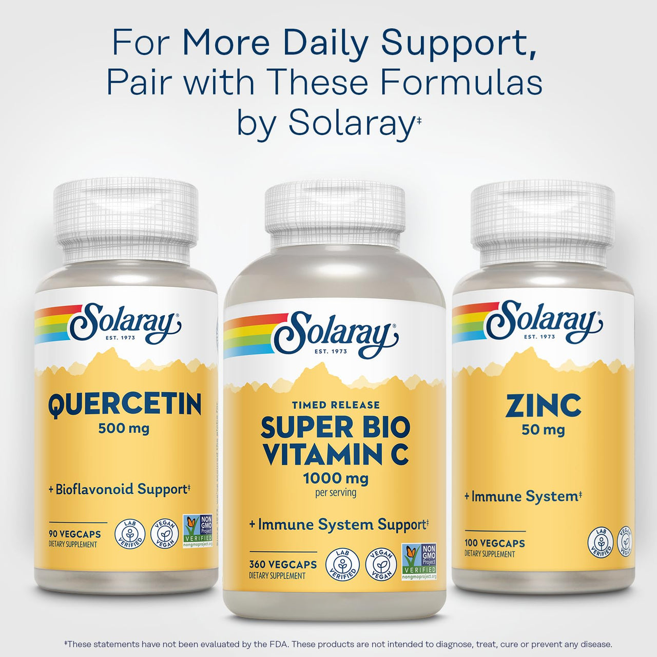 SOLARAY Quercetin 500mg Capsules - Antioxidants Supplement - Bioflavonoid and Antioxidant Support for Overall Health and Wellness - Non-GMO, Vegan, Lab Verified, 60-Day Guarantee, 90 Servings