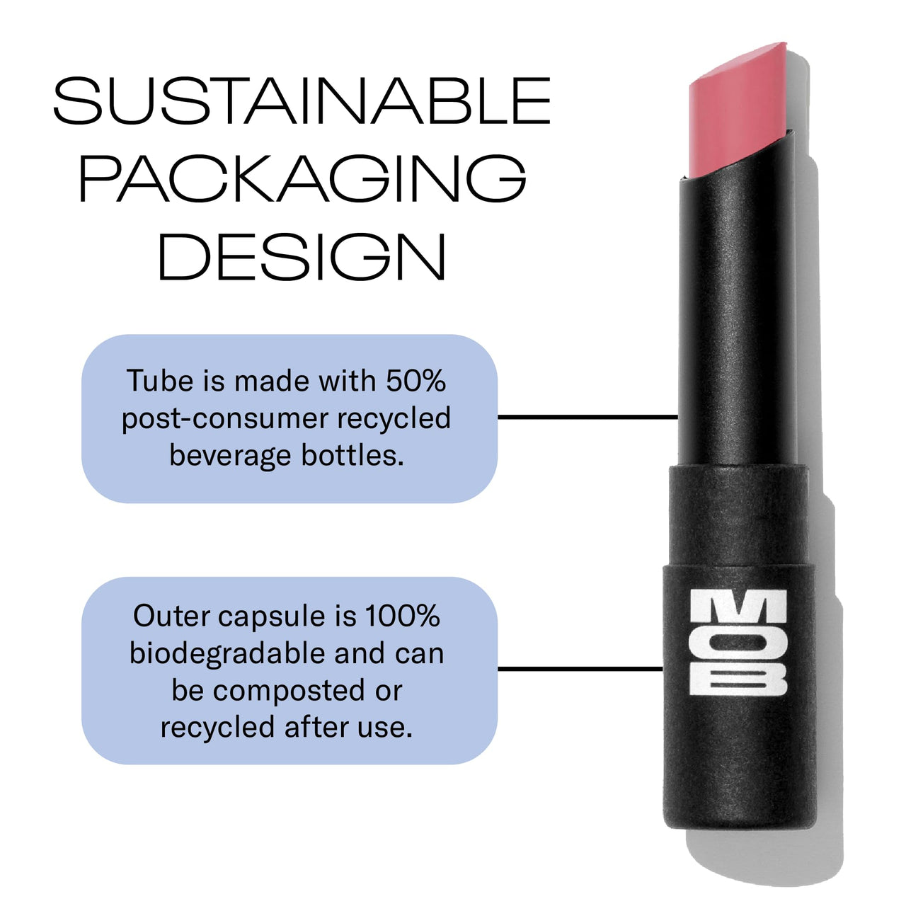 MOB Beauty Soft Matte Lipstick M93 – Rosy Mauve | Weightless, One-Swipe Color Infused with Skincare | Vegan, Silicone-Free, Cruelty-Free Formula in a Biodegradable Capsule
