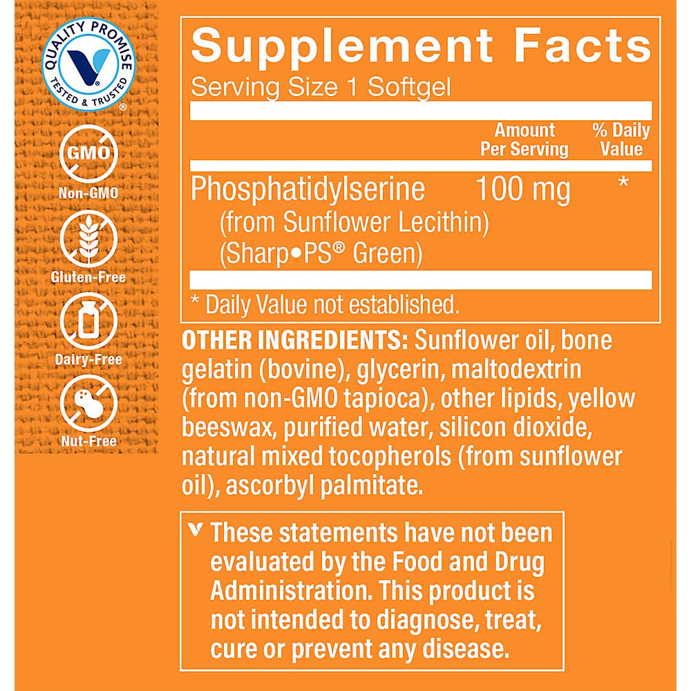 The Vitamin Shoppe Sunflower Phosphatidylserine 100 MG (30 Softgels)