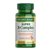 Thumbnail for Nature's Bounty Super B Complex Vitamins with Vitamin C & Folic Acid, Vitamins for Immune & Cellular Energy Support, 150 Tablets
