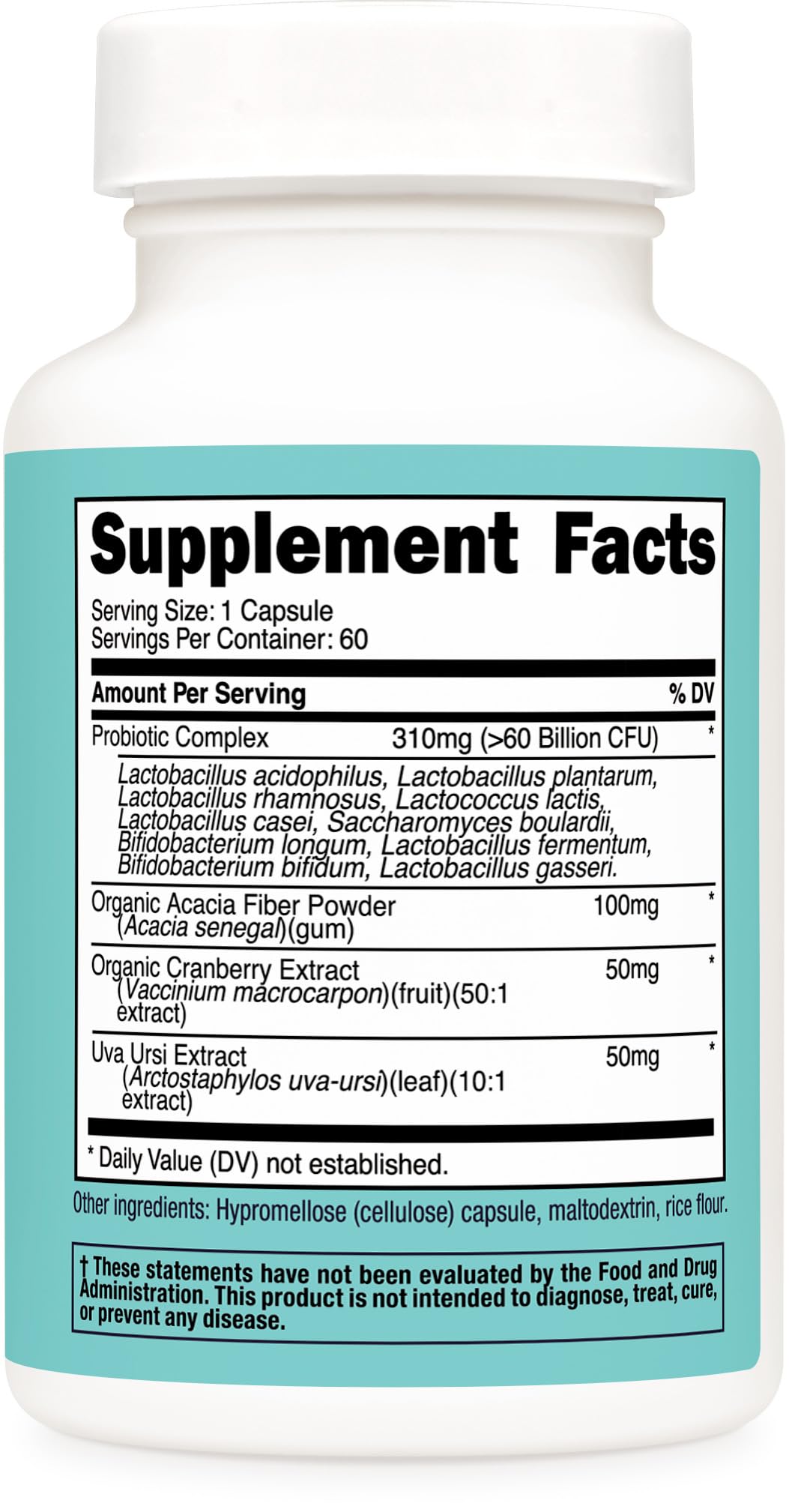 Nutricost Probiotic for Women 60 Billion CFU, 60 Capsules, Complex with Acacia Fiber, Uva Ursi, & Cranberry Extract - Non-GMO & Gluten Free