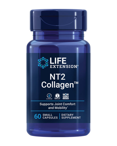 Life Extension NT2 Collagen™, Joint Health Supplement for Joint Comfort & Mobility, Gluten-Free, Non-GMO, 1 Daily, 60 Small Capsules