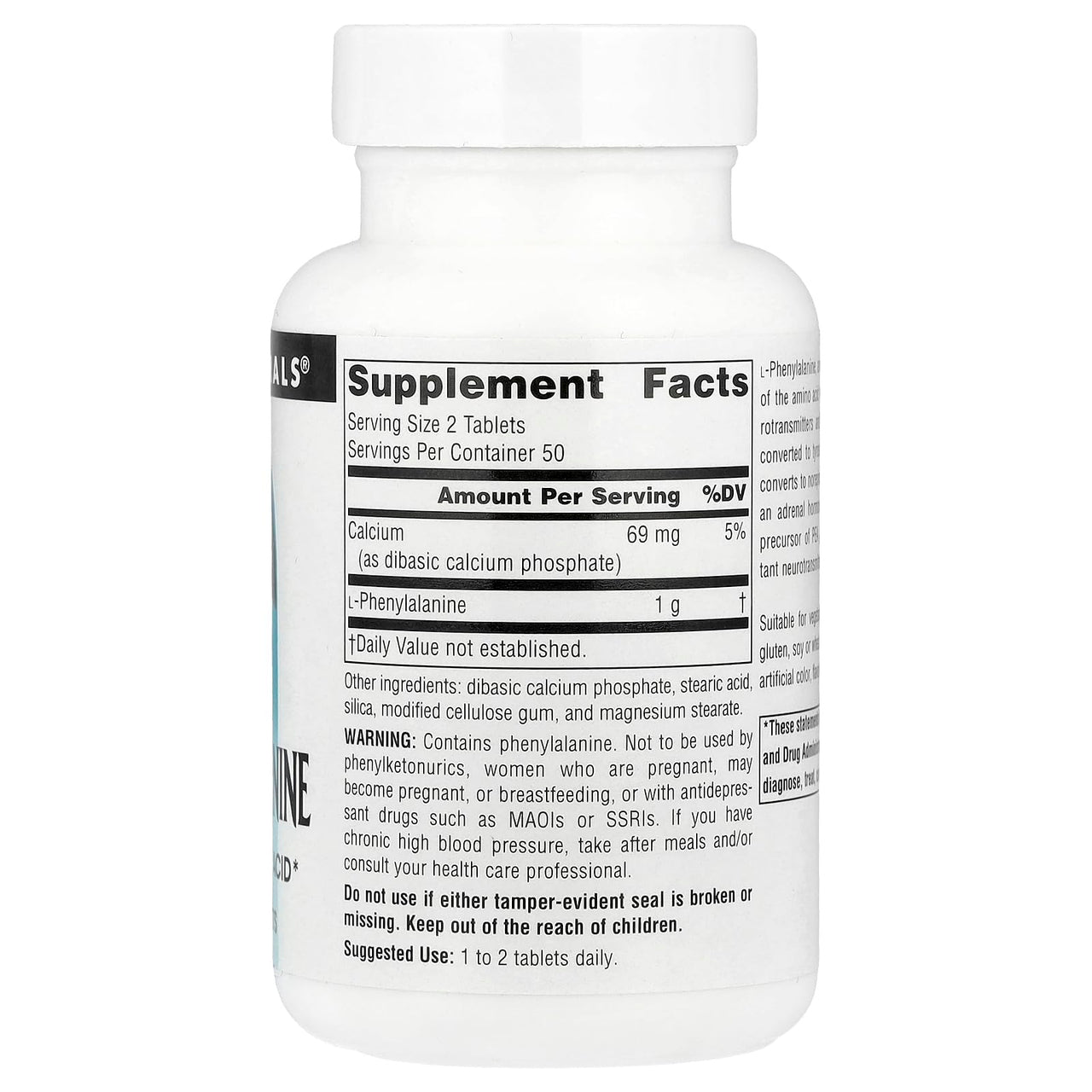 Source Naturals L-Phenylalanine Free Form Essential Amino Acid* - 100 Tablets