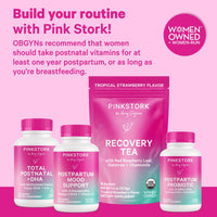 Thumbnail for Pink Stork Total Postnatal Vitamins for Women | Vegan DHA, Iron, Folate, B12 | Postpartum Recovery Essentials | Lactation Support for Breastfeeding Moms | Third-Party Tested - 60 Capsules, Berry