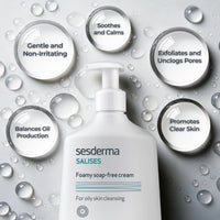Thumbnail for Sesderma SALISES Foamy Soap-Free Cream, Gentle Face Wash for Oily & Acne-Prone Skin, Salicylic Acid Pore Cleanser, 8.5 fl oz